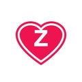 Initial letter Z heart logo icon design template elements, Alphabet Z love symbol Royalty Free Stock Photo