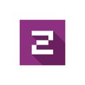 Initial Letter Z Logo Icon Design, Combined With Purple Square, Flat Long Shadow Style Royalty Free Stock Photo