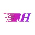 Initial letter JH fast moving logo vector purple pink color