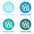 Initial Letters WA or AW W A Circle Shape Creative Company Logo Design Template.