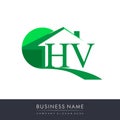 initial logo HV with house icon, business logo and property developer