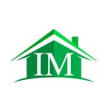 initial logo IM with house icon and green color, business logo and property developer