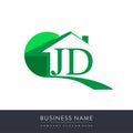 initial logo JD with house icon, business logo and property developer