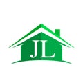 initial logo JL with house icon and green color, business logo and property developer