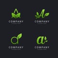 Initial A logo with leaf elements template