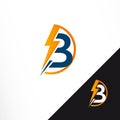 Initial Logo letter B with lightning Royalty Free Stock Photo