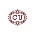 Initial Logo Letter CU luxury monogram design