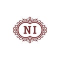 Initial Logo Letter NI Elegant Typeface Design