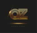 Initial Logo Letter QZ, Bold Logotype Company Name Colored Gold, Elegant Design. isolated on black background