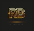 Initial Logo Letter RB, Bold Logotype Company Name Colored Gold, Elegant Design. isolated on black background