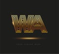 Initial Logo Letter WA, Bold Logotype Company Name Colored Gold, Elegant Design. isolated on black background