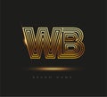 Initial Logo Letter WB, Bold Logotype Company Name Colored Gold, Elegant Design. isolated on black background