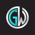 GW Initial logo linked circle monogram