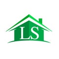 initial logo LS with house icon and green color, business logo and property developer