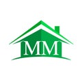 initial logo MM with house icon and green color, business logo and property developer