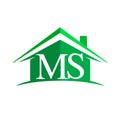 initial logo MS with house icon and green color, business logo and property developer