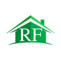 initial logo RF with house icon and green color, business logo and property developer