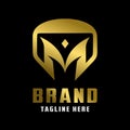 Initial logo shield design M Royalty Free Stock Photo