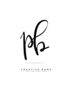 P B PB initial logo signature vector. Handwriting concept logo.