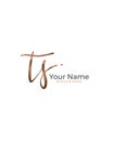 T S TS initial logo signature vector. Handwriting concept logo.