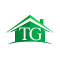 initial logo TG with house icon and green color, business logo and property developer
