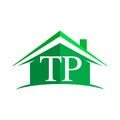 initial logo TPwith house icon and green color, business logo and property developer