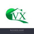 initial logo VX with house icon, business logo and property developer