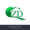 initial logo ZD with house icon, business logo and property developer