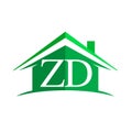 initial logo ZD with house icon and green color, business logo and property developer