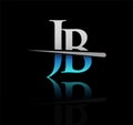 initial logotype letter JB company name colored blue and silver swoosh design. vector logo for business and company.