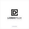 Initial lowercase letter ED or DE, linked outline rounded logo, elegant golden color on black background