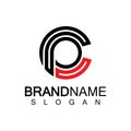 Initial lowercase letter logo cp,pc, p inside c, monogram rounded shape Royalty Free Stock Photo