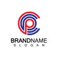 Initial lowercase letter logo cp,pc, p inside c, monogram rounded shape Royalty Free Stock Photo