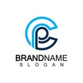Initial lowercase letter logo cp,pc, p inside c, monogram rounded shape Royalty Free Stock Photo
