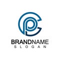 Initial lowercase letter logo cp,pc, p inside c, monogram rounded shape Royalty Free Stock Photo