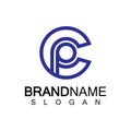 Initial lowercase letter logo cp,pc, p inside c, monogram rounded shape Royalty Free Stock Photo