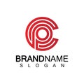 Initial lowercase letter logo cp,pc, p inside c, monogram rounded shape Royalty Free Stock Photo