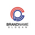 Initial lowercase letter logo cp,pc, p inside c, monogram rounded shape Royalty Free Stock Photo