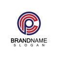Initial lowercase letter logo cp,pc, p inside c, monogram rounded shape Royalty Free Stock Photo
