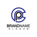 Initial lowercase letter logo cp,pc, p inside c, monogram rounded shape Royalty Free Stock Photo