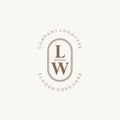 Initial LW beauty monogram and elegant logo design