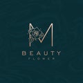 Initial M Flower Beauty Letter Logo Marble Design Vector