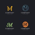 Initial M logo with restaurant elements