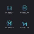 Initial M logo with technology elements template Royalty Free Stock Photo