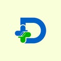 Initial Medical Logo Letter D with Hand