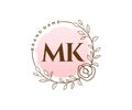 Initial MK feminine logo. Usable for Nature, Salon, Spa, Cosmetic and Beauty Logos. Flat Vector Logo Design Template Element