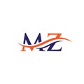 Initial MZ letter linked logo vector template. Swoosh letter RR logo design. MZ Logo design vector Royalty Free Stock Photo