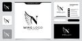 Initial N letter logo and wings symbol. Wings design element, initial logo Wings N icon Royalty Free Stock Photo