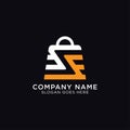 Initial name of S in the handbag, online shop with letter S monogram logo design vector
