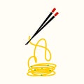 Initial A Noodle Chopstick logo